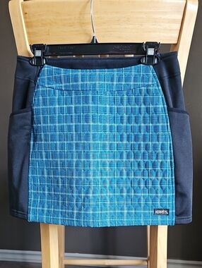 Kerrits Teal Blue Plaid Active Skort with Black Panels
